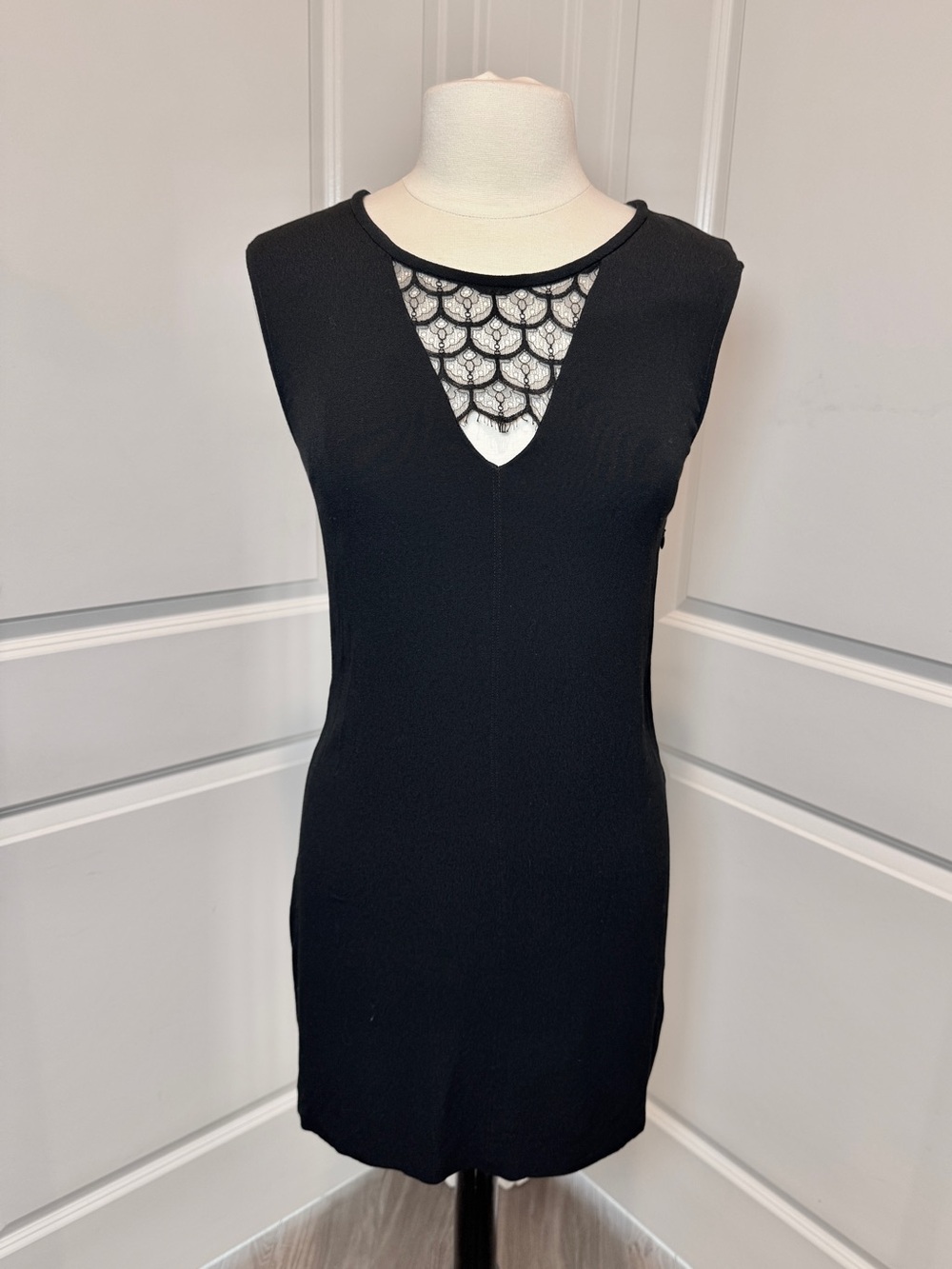 Sandro Paris Black Lace Dress Size 8 French Romantic Cocktail Whimsygoth LBD